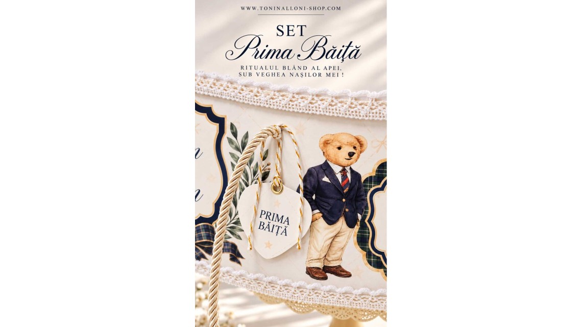 Set Prima Băiță după Botez Băiat – Paddington Bear London, stil Ralph Lauren 2